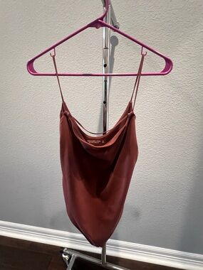 Abercrombie & Fitch Rust Brown Cotton Bodysuit with Chest Detail